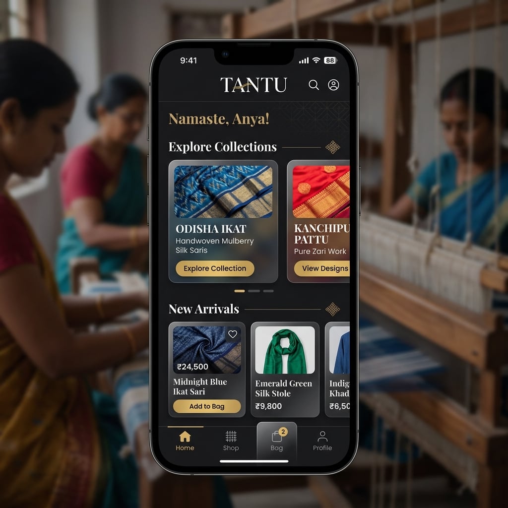 Sutra luxury handloom mobile e-commerce application developed by Dhairya Gulati